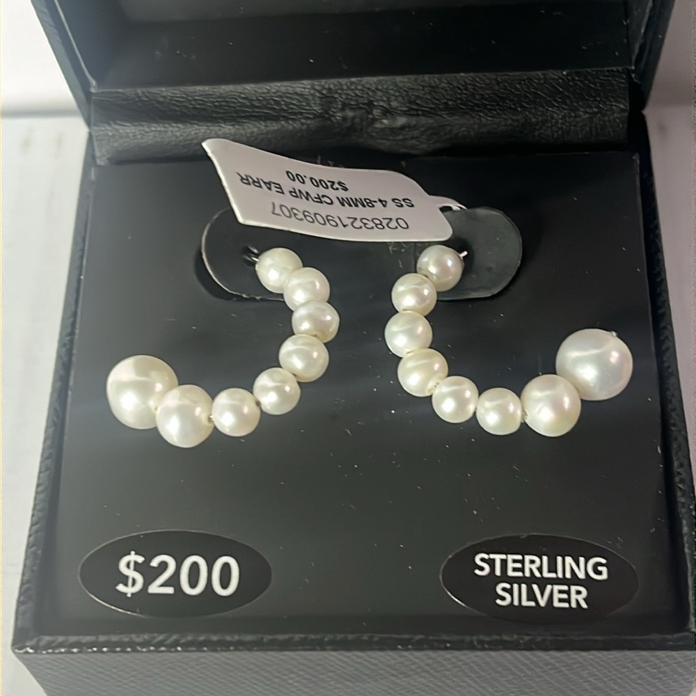 Pearl Sterling Silver Earrings NIB